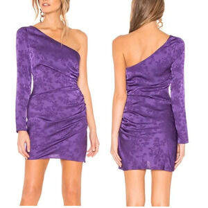 Privacy Please Kerry Satin Asymmetric One Shoulder Mini Dress Purple Women's XS